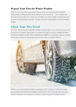 Preparing Tires for Winter (don't read if you are from Florida)