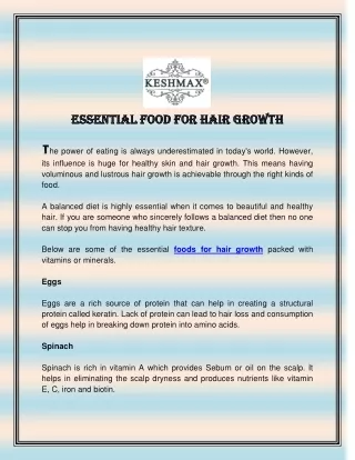 Essential Food For Hair Growth  