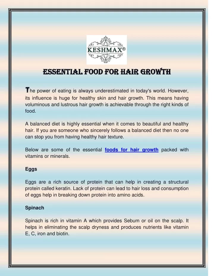 essential food for hair growth essential food