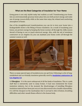 what are the best categories of insulation