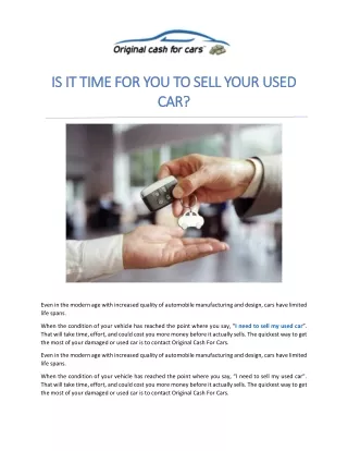 Is It Time To Sell Your Used Car?