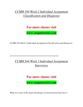 CCMH 544 Enthusiastic Study / snaptutorial.com