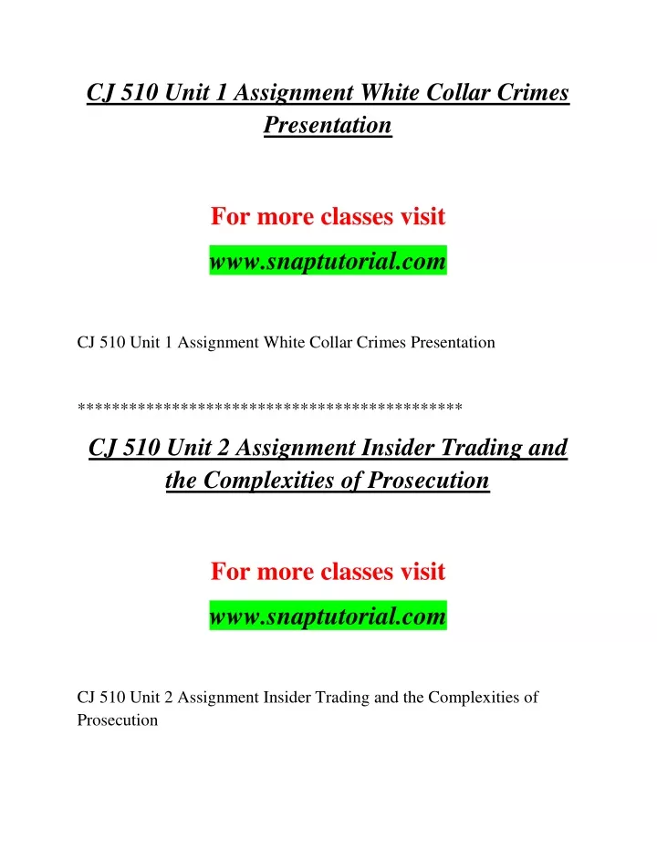 cj 510 unit 1 assignment white collar crimes