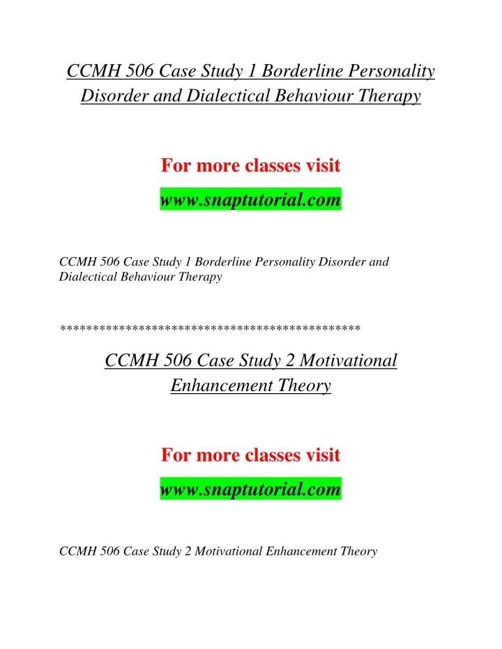 ccmh 506 case study 1 borderline personality