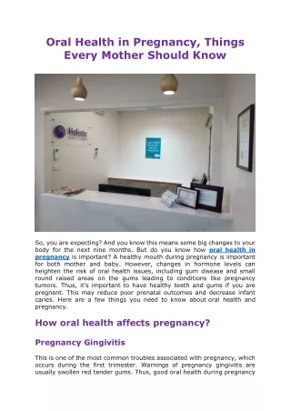 Oral Health in Pregnancy, Things Every Mother Should Know