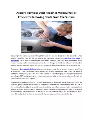 acquire paintless dent repair in melbourne