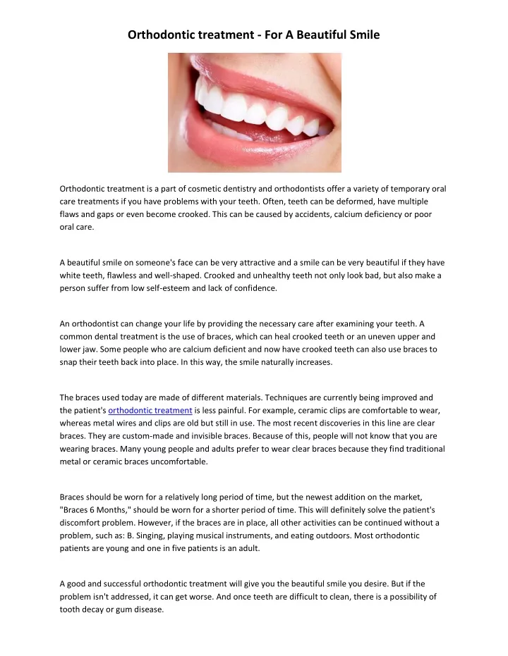 orthodontic treatment for a beautiful smile