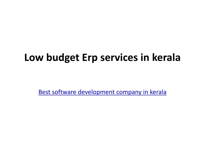 low budget erp services in kerala