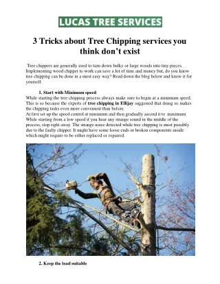 3 Tricks about Tree Chipping services you think don’t exist