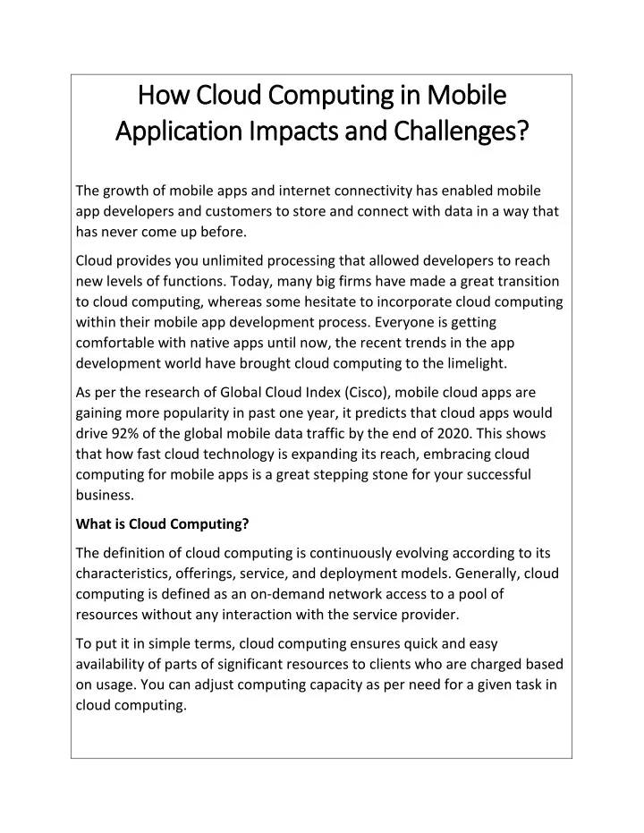 how howcloud cloudcomputing application