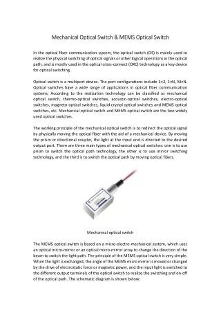 mechanical optical switch mems optical switch