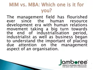 MIM vs. MBA