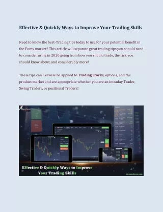 Effective & Quickly Ways to Improve Your Trading Skills