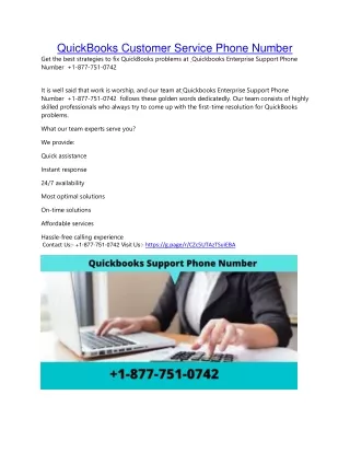 quickbooks customer service phone number