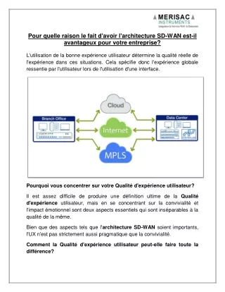 Pour quelle raison le fait d'avoir l'architecture SD-WAN est-il avantageux pour votre entreprise?