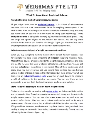 what to know about analytical balance