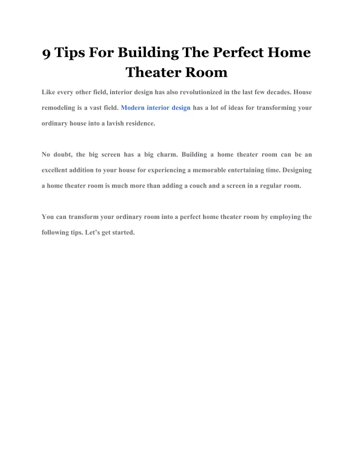 9 tips for building the perfect home theater room