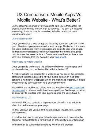 ux comparison mobile apps vs mobile website what