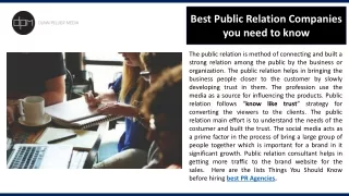 best public relation companies you need to know