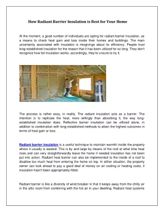 how radiant barrier insulation is best for your