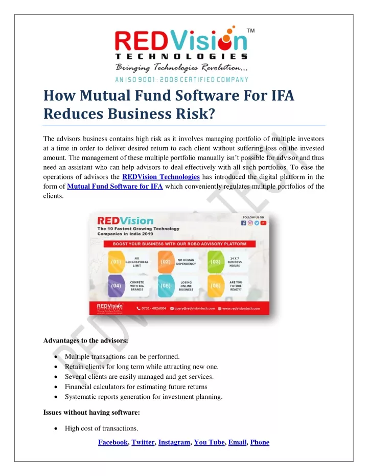 how mutual fund software for ifa reduces business