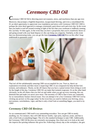 Where can i buy Ceremony CBD Oil Read Reviews & Scam!