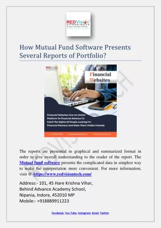 how mutual fund software presents several reports