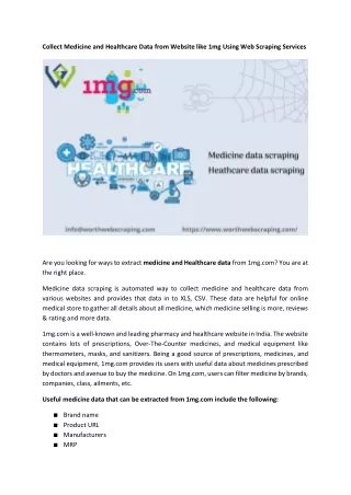 collect medicine and healthcare data from website