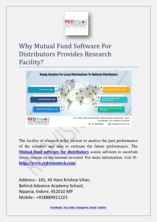 why mutual fund software for distributors