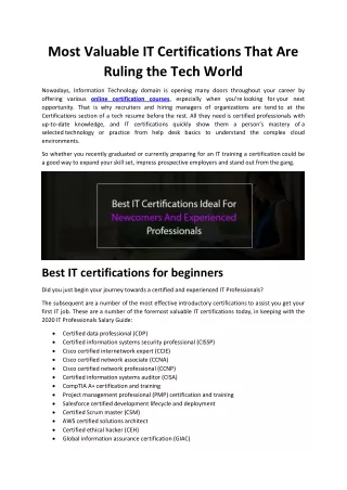 most valuable it certifications that are ruling