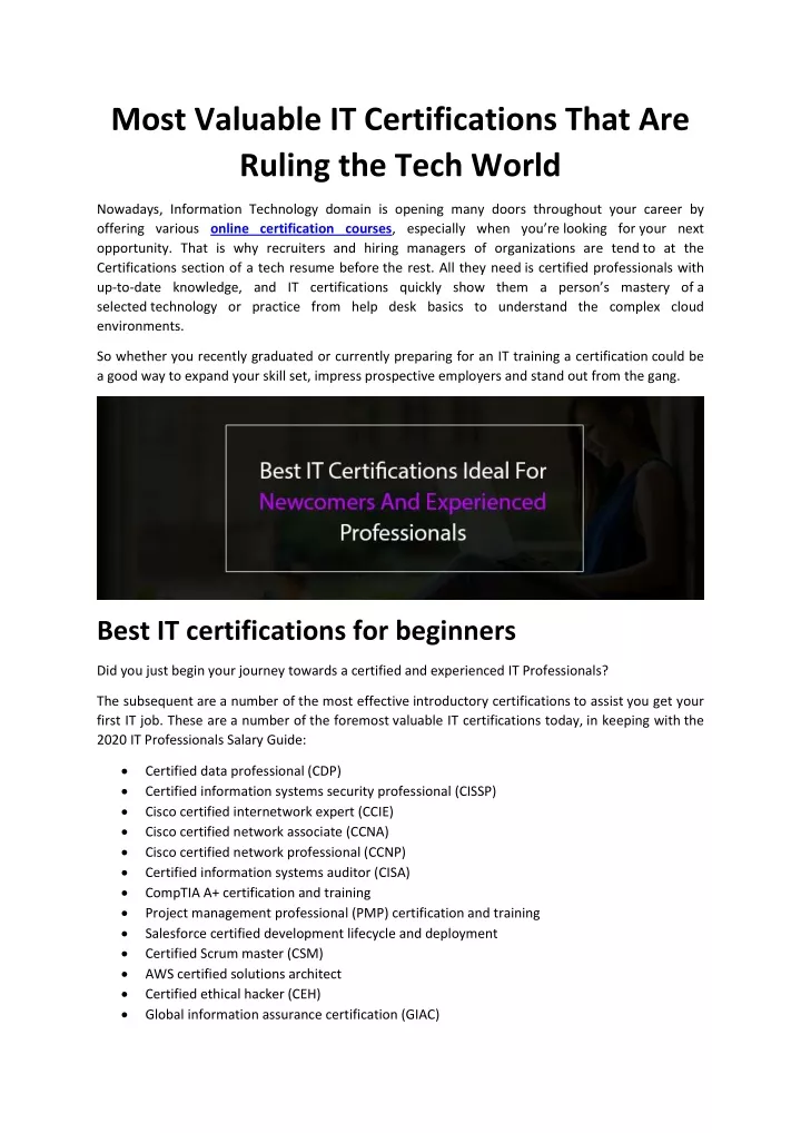 most valuable it certifications that are ruling