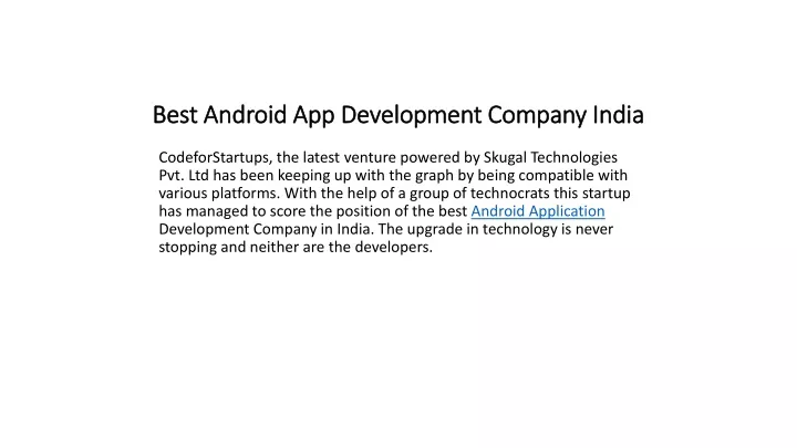 best android app development company india