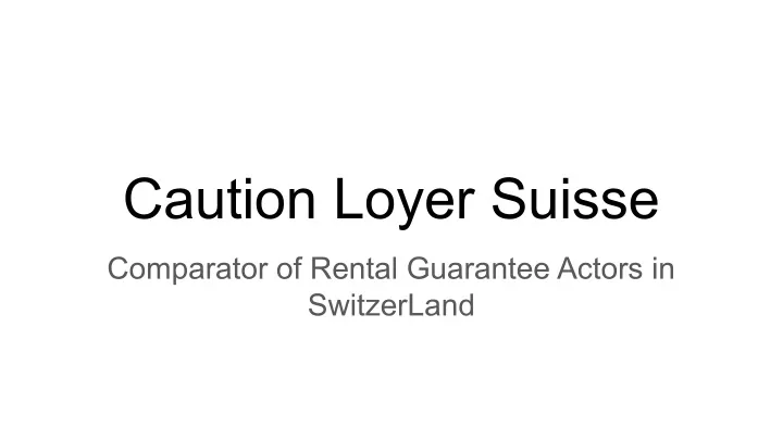 caution loyer suisse