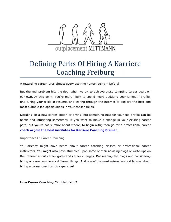 defining perks of hiring a karriere coaching