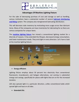 advantages of machine lighting fixture