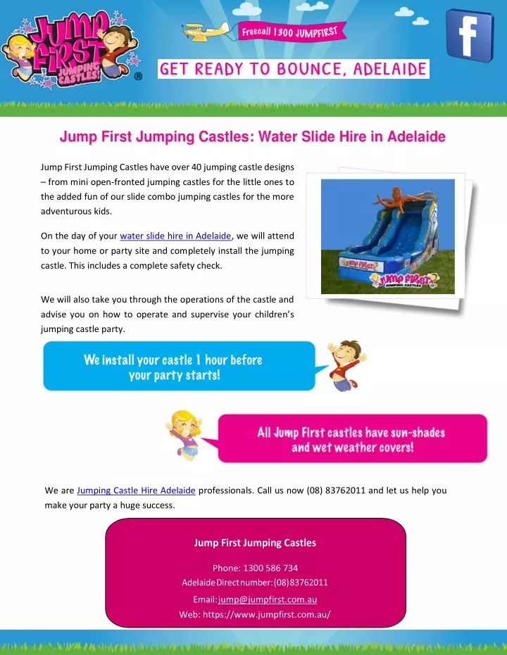 jump first jumping castles water slide hire