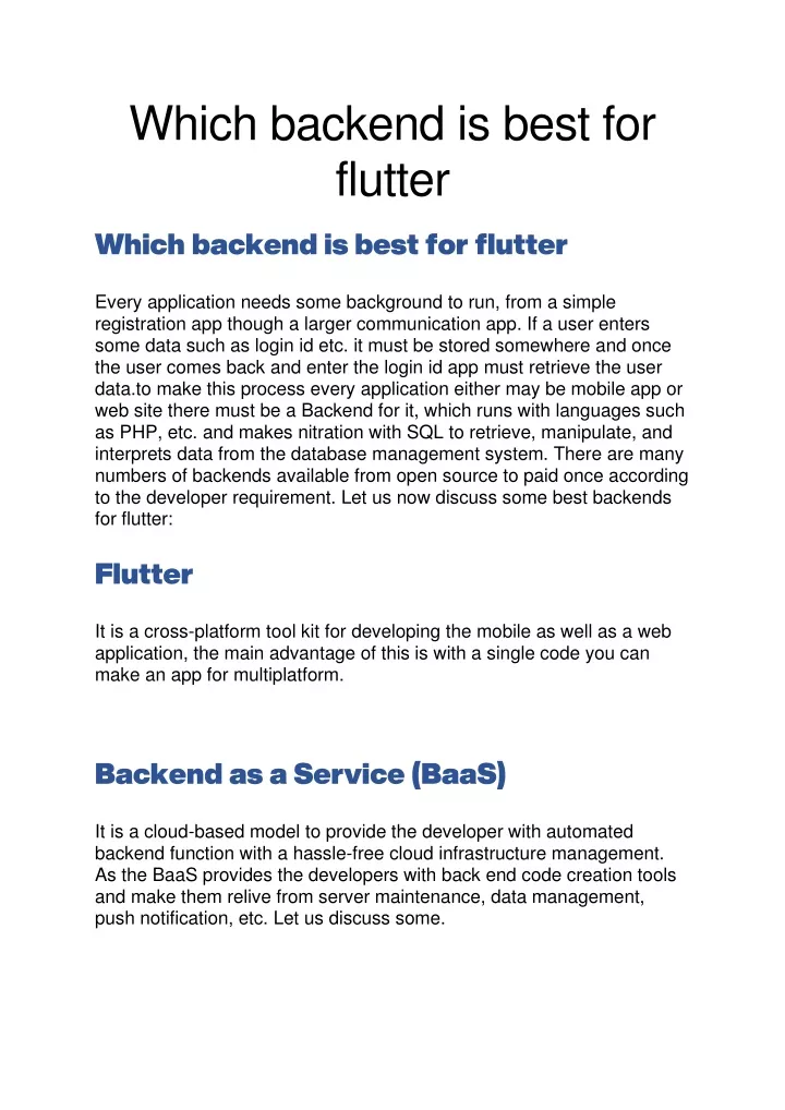 which backend is best for flutter