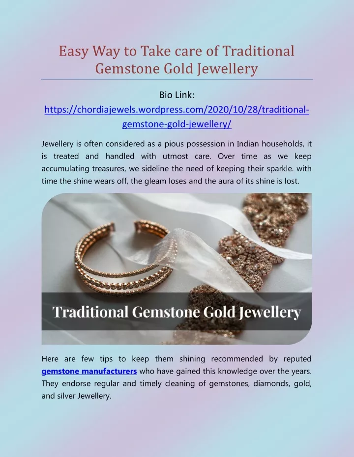 easy way to take care of traditional gemstone