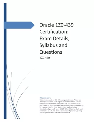 oracle 1z0 439 certification exam details