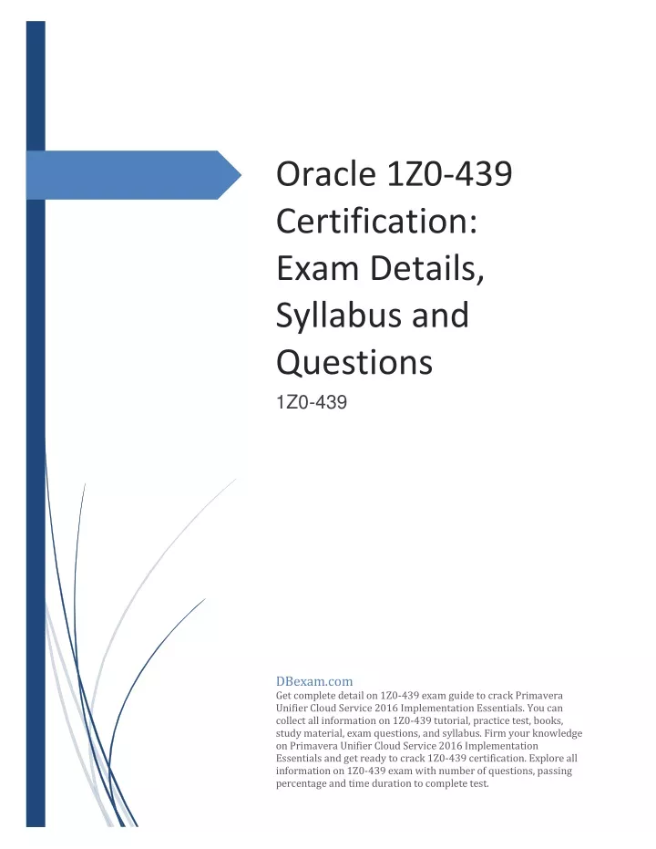 oracle 1z0 439 certification exam details