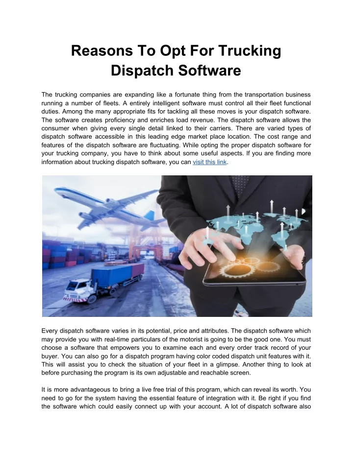 reasons to opt for trucking dispatch software