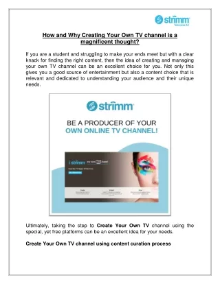 how and why creating your own tv channel