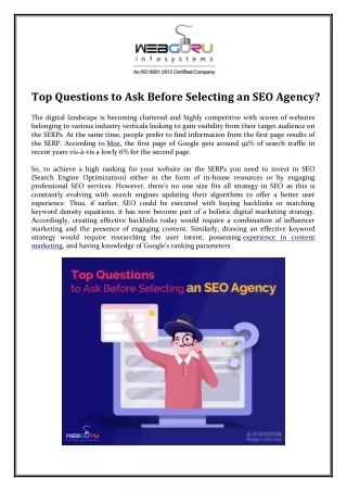 top questions to ask before selecting