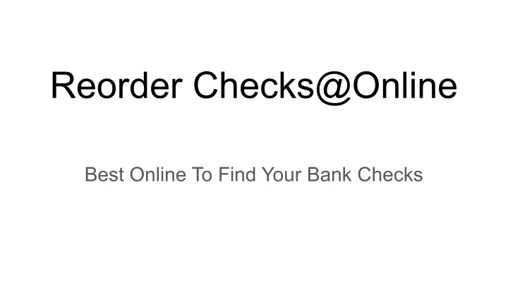 reorder checks@online