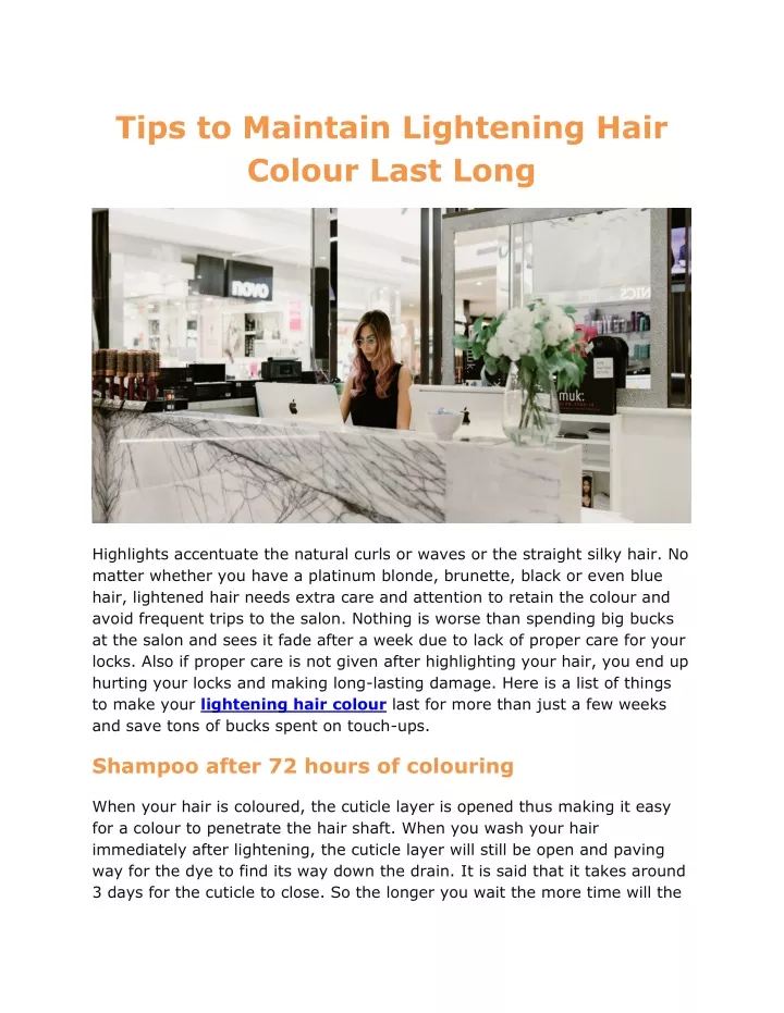 tips to maintain lightening hair colour last long
