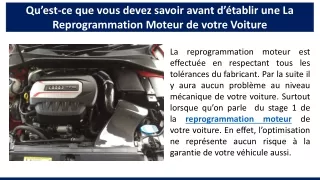 Qu’est-ce que vous devez savoir avant d’établir une La Reprogrammation Moteur de votre Voiture