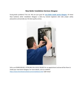 new boiler installation services glasgow