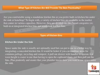 What Type Of Kitchen Bin Will Provide The Best Practicality?