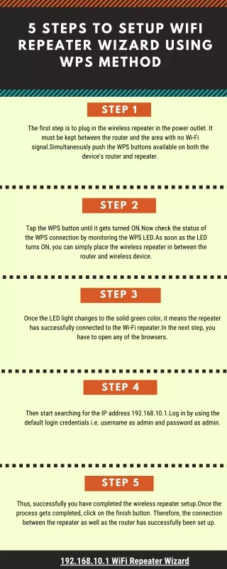 5 steps to setup wifi repeater wizard using wps method