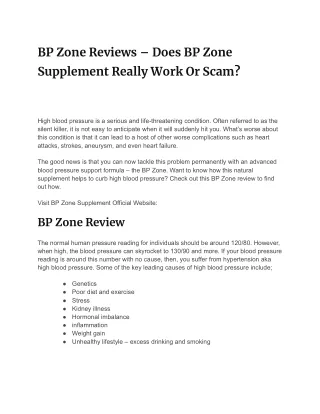 BP Zone Reviews – Does BP Zone Supplement Really Work...